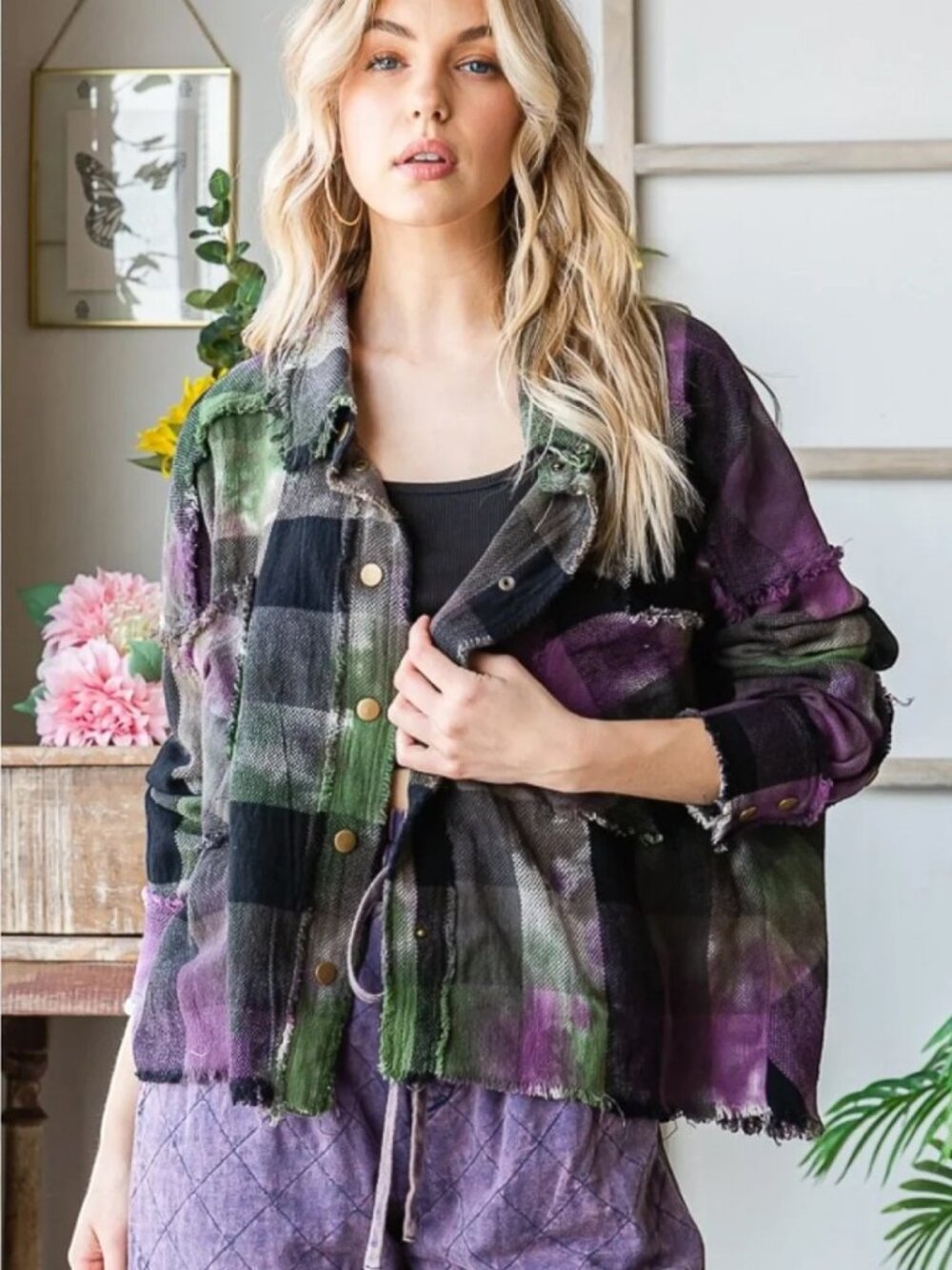 Oli & Hali When the Night Calls Top Boho Distressed Sz S